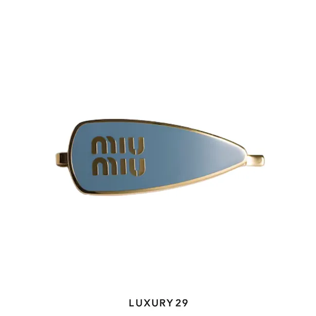 Miu Miu Enameled metal hair clip Light blue