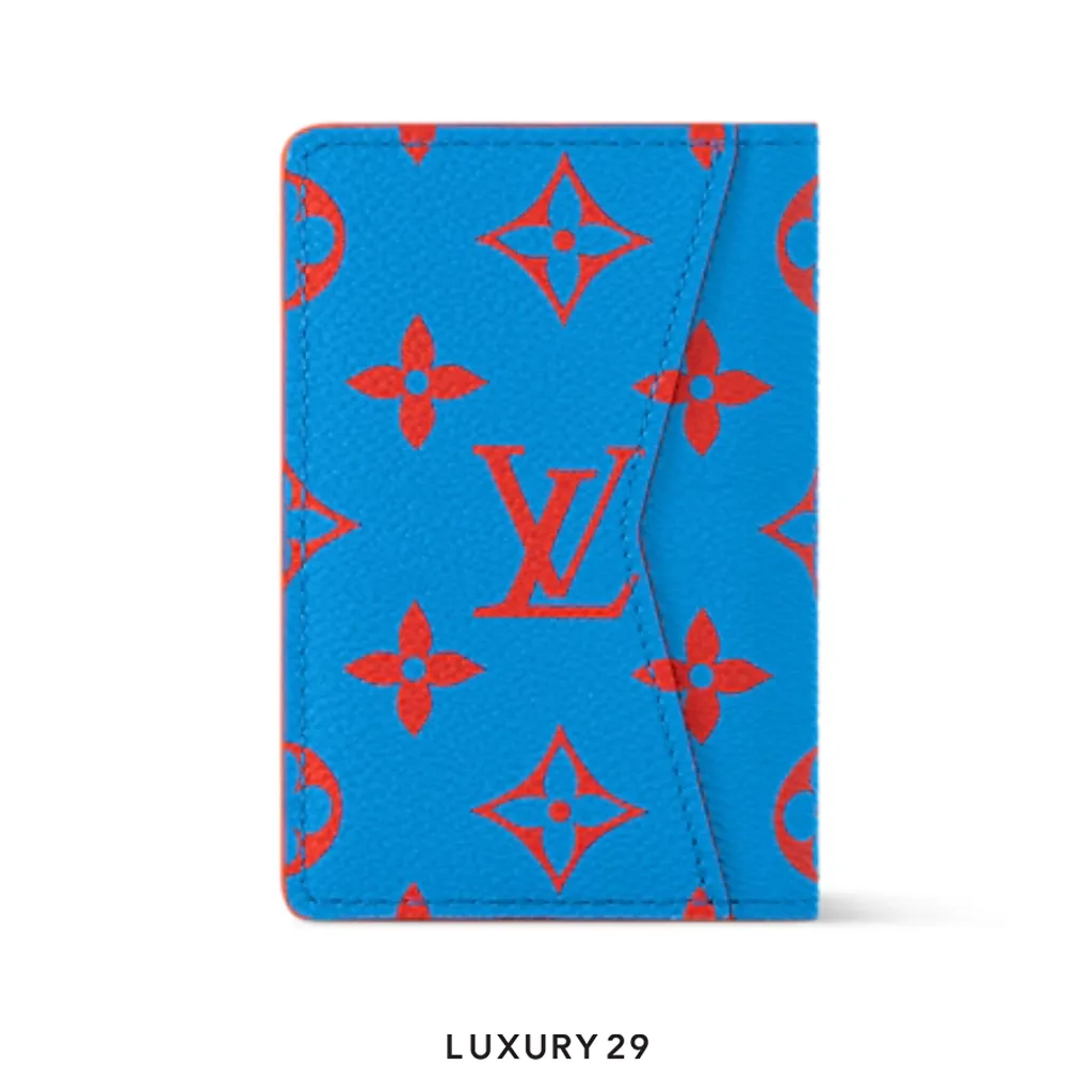 Louis Vuitton LV Pocket Organizer Monogram Glow coated canvas Blue/Red(Small, Blue)