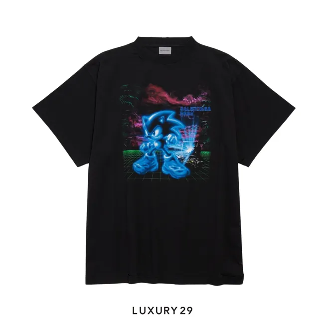 Balenciaga Men's Balenciaga | Sega Sonic The Hedgehog Oversized T-shirt in Black
