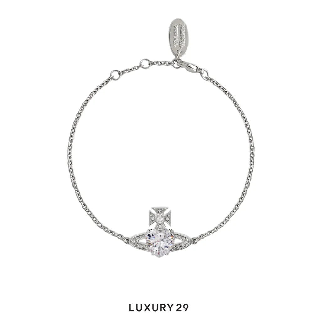 Vivienne Westwood Ariella Bracelet Platinum/White CZ(Free Size, Silver)