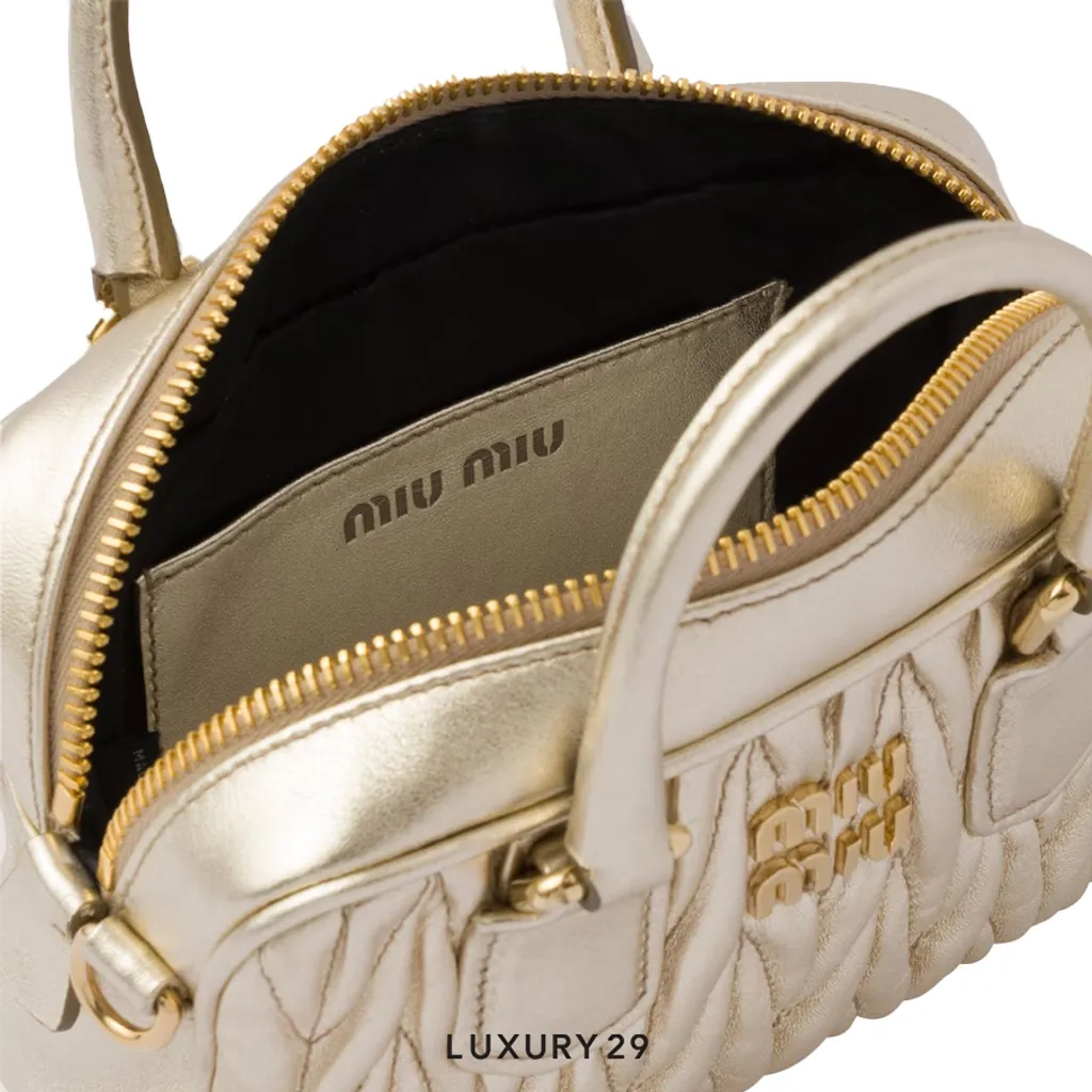 Miu Miu Arcadie Matelasse nappa leather micro-bag Pyrite(Micro, Silver)