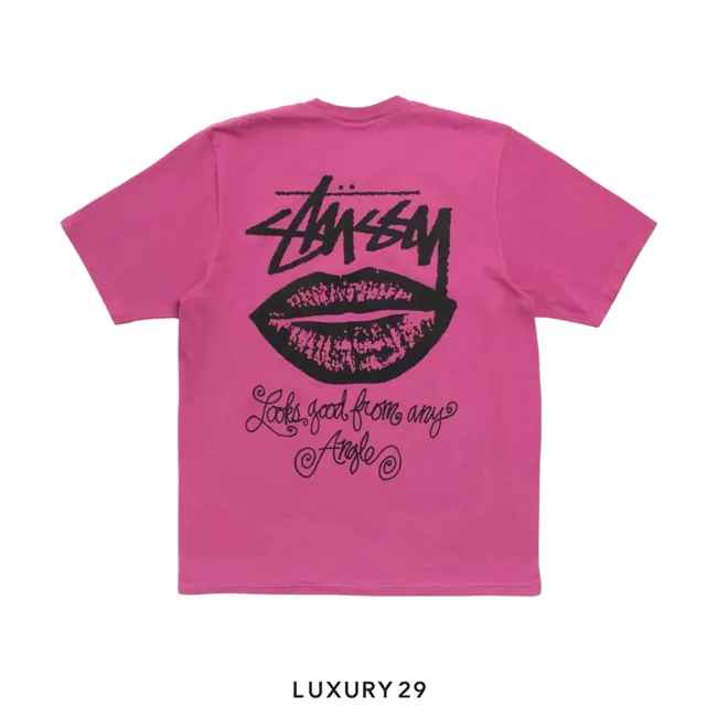 STUSSY ANY ANGLE TEE PIGMENT DYED BERRY