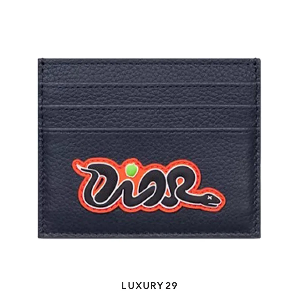 Dior and Kaws Card Holder Red/Navy Blue(Small, Blue)