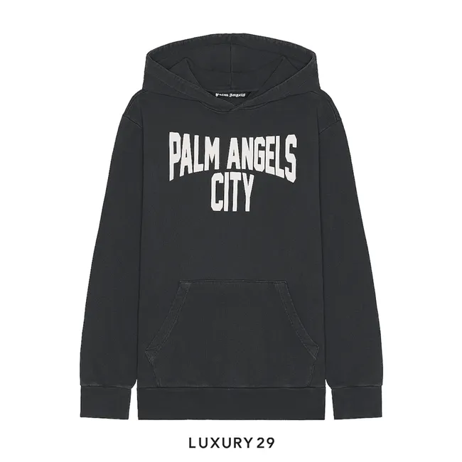 Palm Angels City Hoodie Dark Grey White