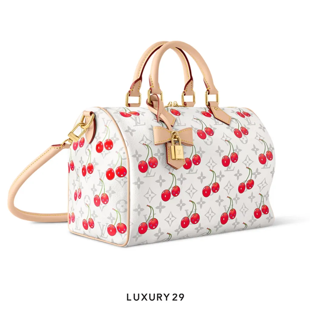 Louis Vuitton LV x TM - Speedy Soft Bandouliere 30 Monogram cherry canvas White(Medium, White)
