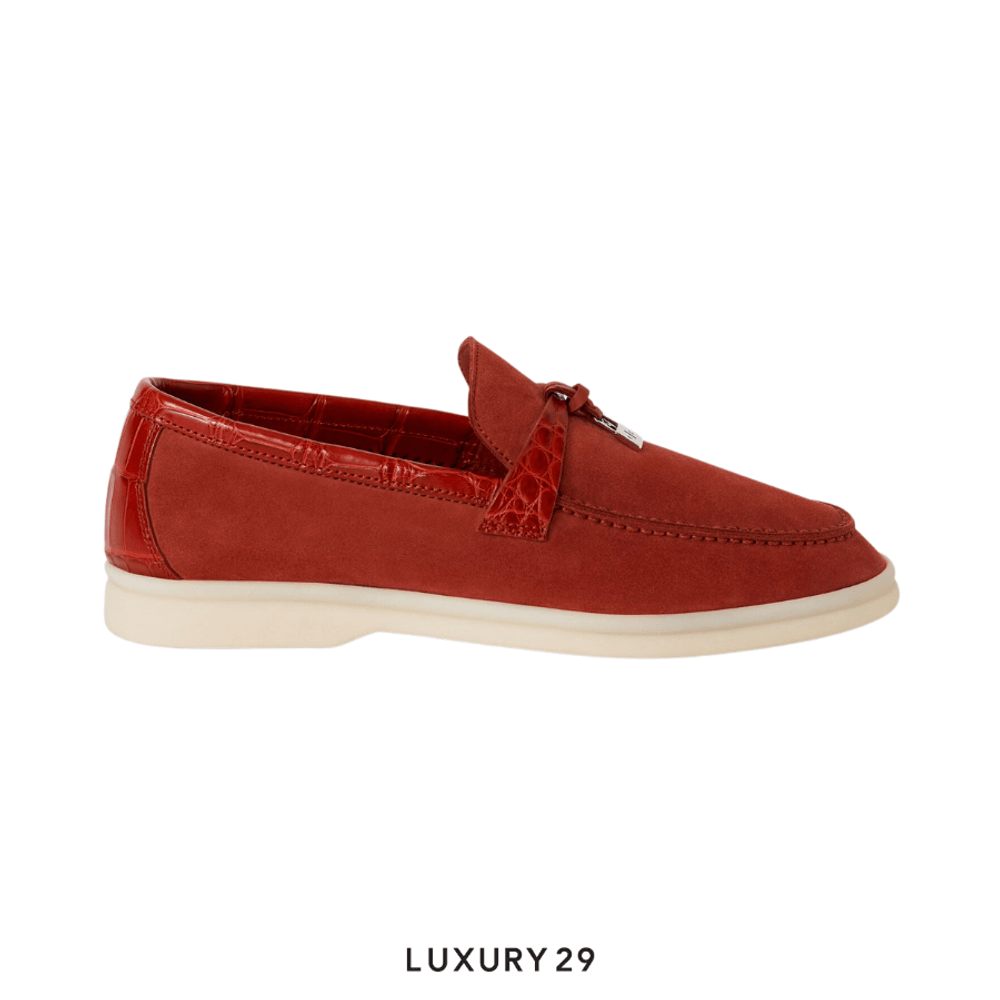 Loro Piana Summer Charms Walk Suede Raw Sienna(40, Brown)