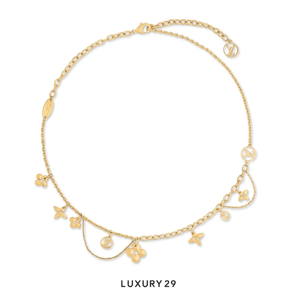 Louis Vuitton LV Icon Blooming Supple Necklace(Free Size, Gold)