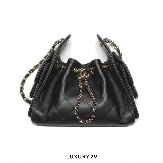 Chanel 25 Mini Handbag Lampskin & Gold-Tone Metal Black