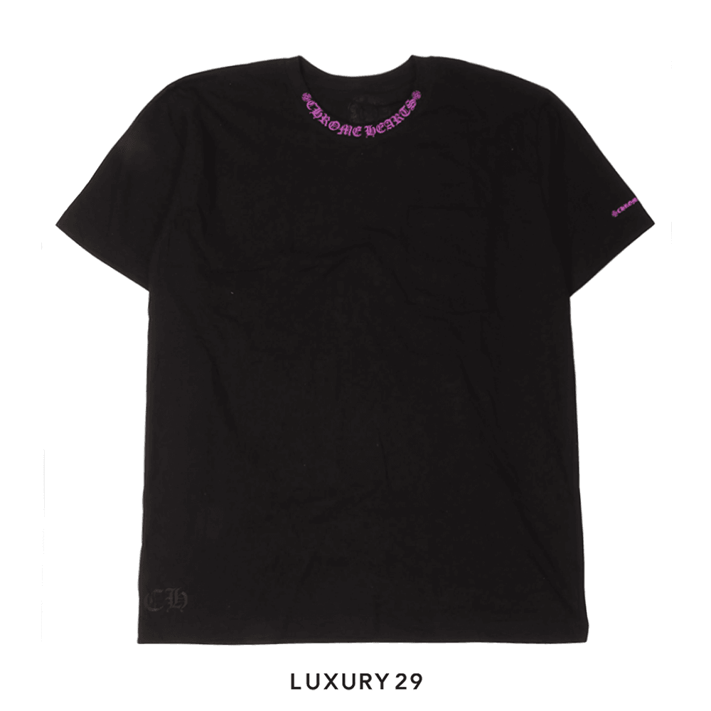 Chrome Hearts Neck Logo T-Shirt Black / Purple(XL, Black)