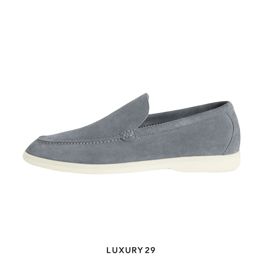 Loro Piana Summer Walk Loafers Suede Frozen Blue(45, Grey)