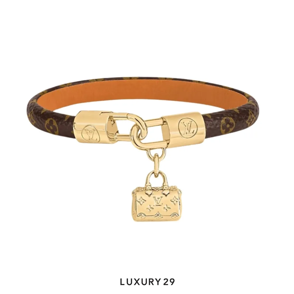 Louis Vuitton LV Speedy Charm Bracelet In Monogram Canvas With Metal With Gold-Color Finish(Small, Gold)