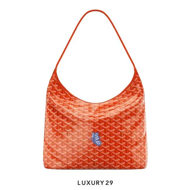 Goyard Boheme Hobo Bag Orange Hand-Painted  Butterfly iris