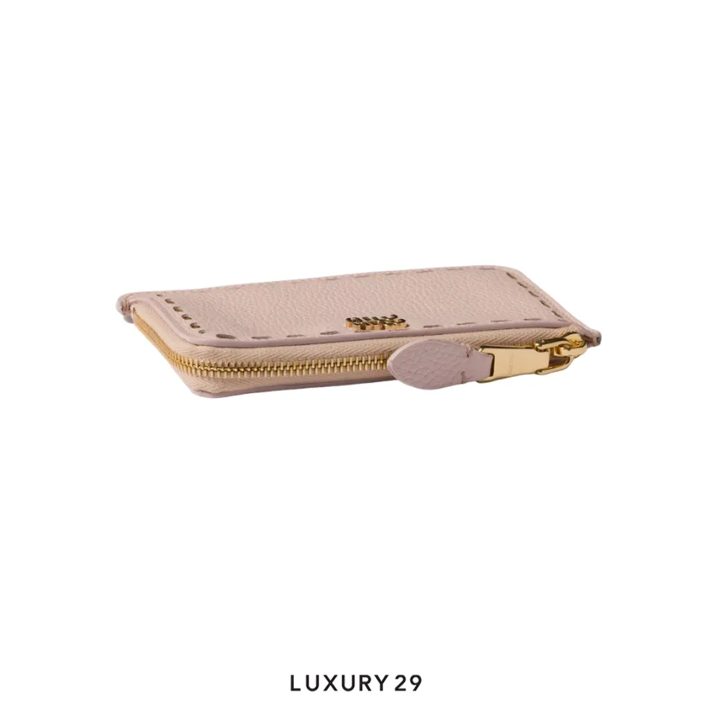 Miu Miu Leather zipper card holder Gem/Caramel(Small, Pink)