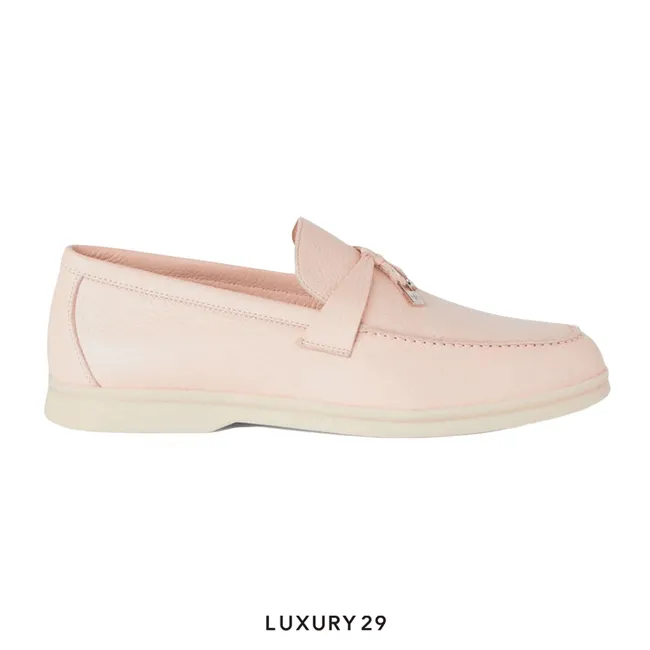 Loro Piana Summer Charms Walk Loafers Deerskin Plum Flower