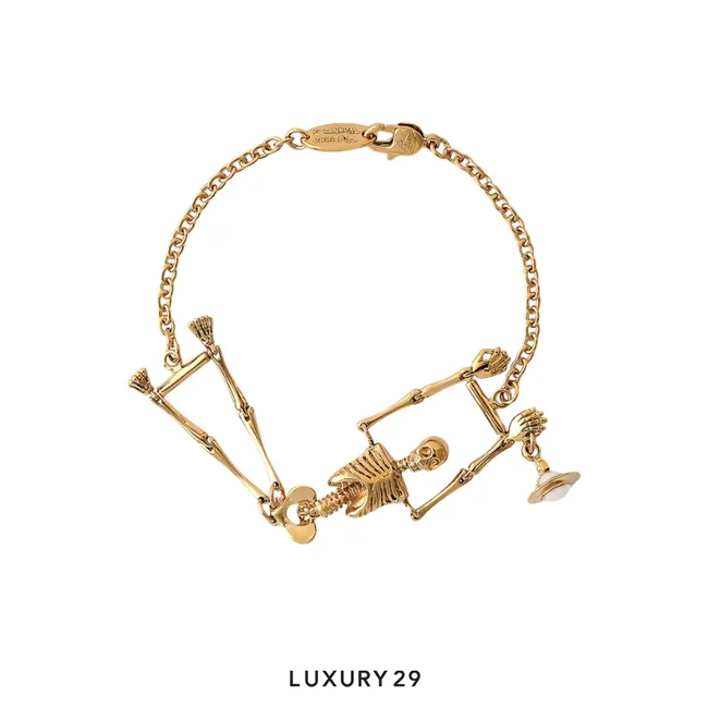 Vivienne Westwood Skeleton Bracelet Gold/Ivory Enamel