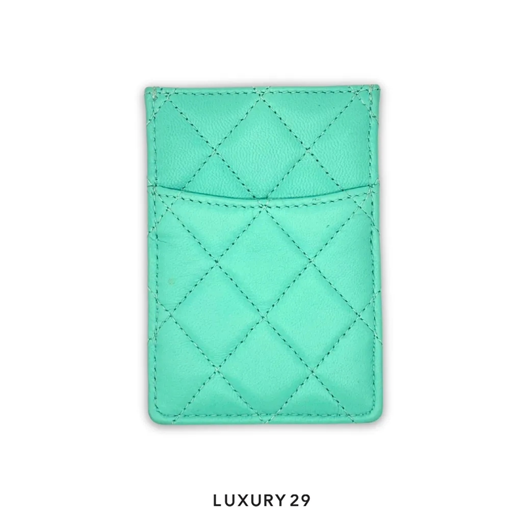Chanel Matelasse Lambskin Card Case Blue Black(Small, Blue)