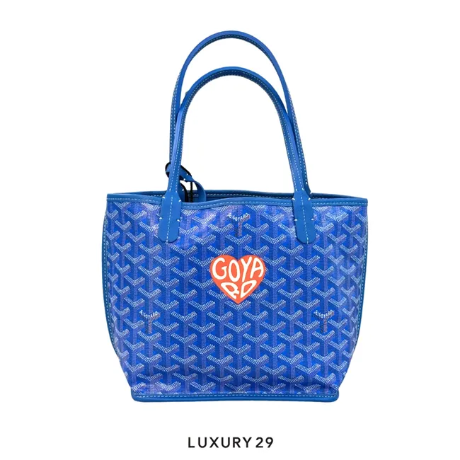 Goyard Anjou Mini Bag Sky Blue Hand-Painted Heart Orange