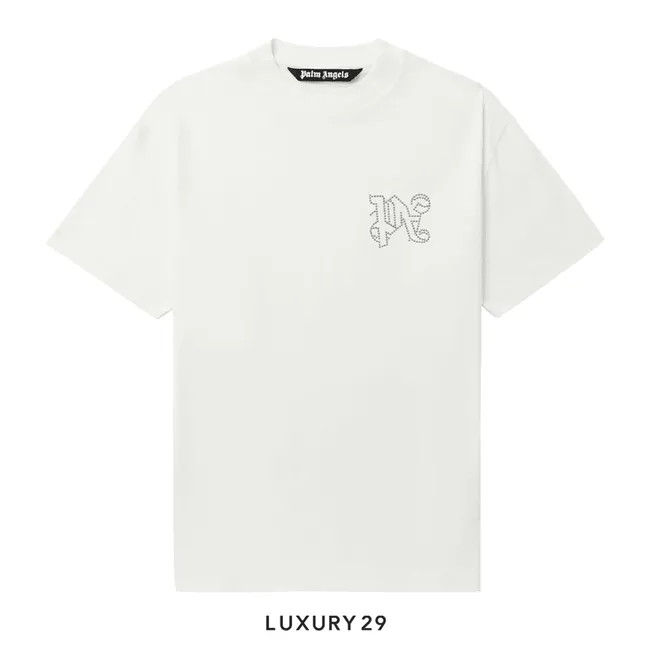 Palm Angels stud-logo T-shirt cream white