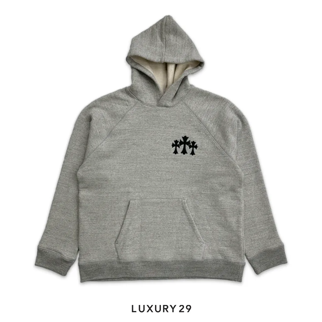 Chrome Hearts Back CH Logo Cross Hoodie Grey(L, Grey)