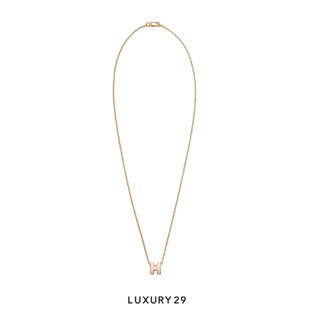Hermes Mini Pop H Pendant Gold Plated Rose dragee(Free Size, Pink)