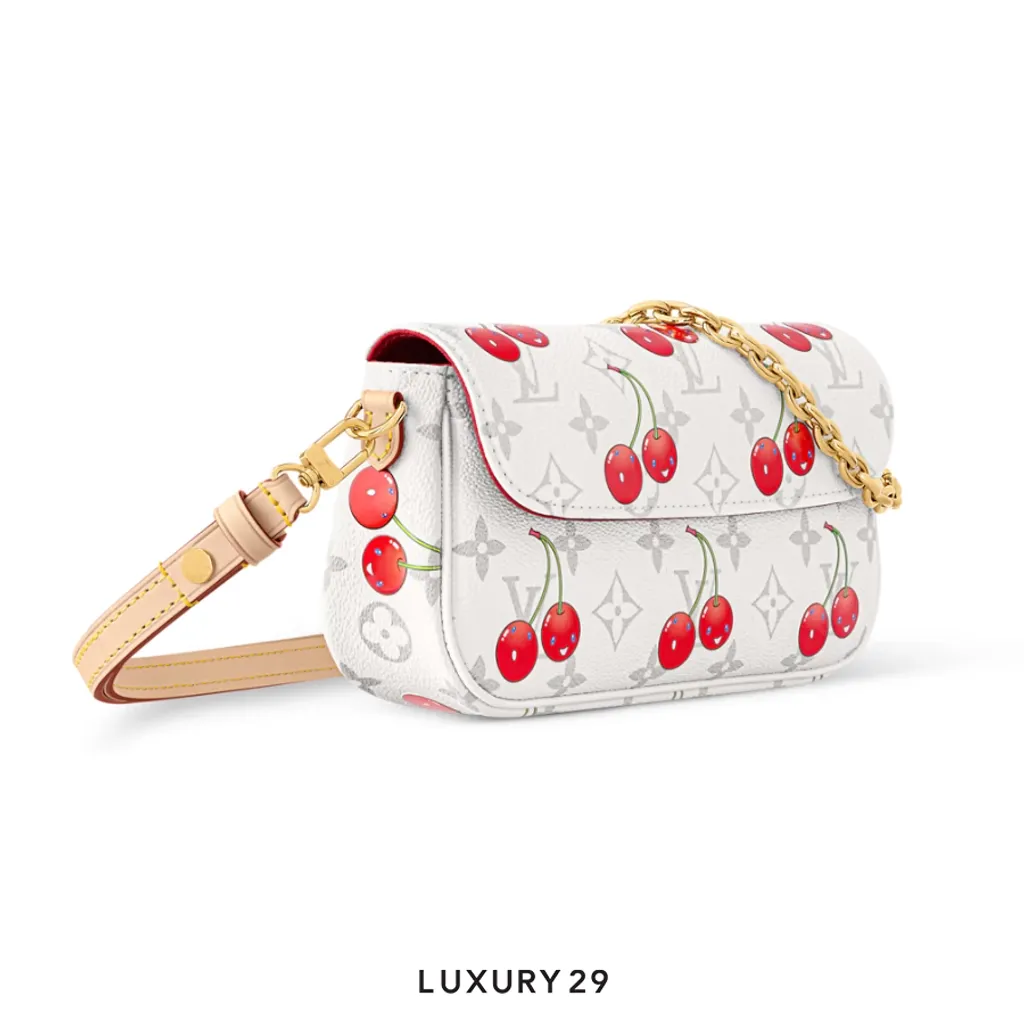 Louis Vuitton LV x TM Wallet On Chain Ivy Monogram cherry canvas White(Small, White)