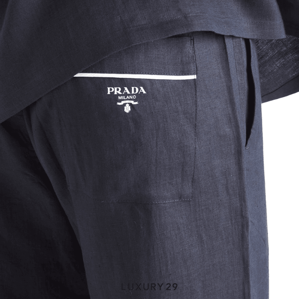 Prada Linen Pants Navy(XL, Blue)