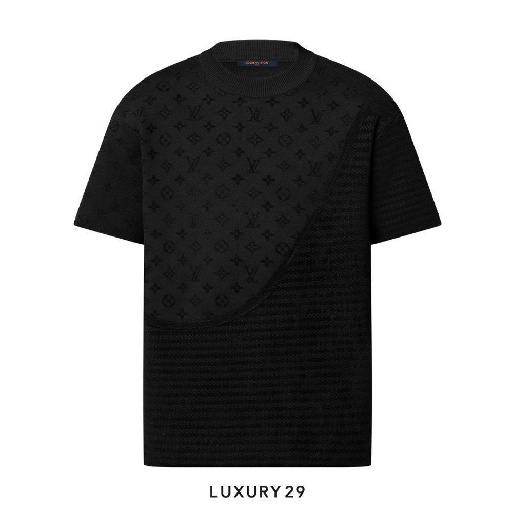 Louis Vuitton LV Graphic Jacquard Short-Sleeved Crewneck Black(S, Black)