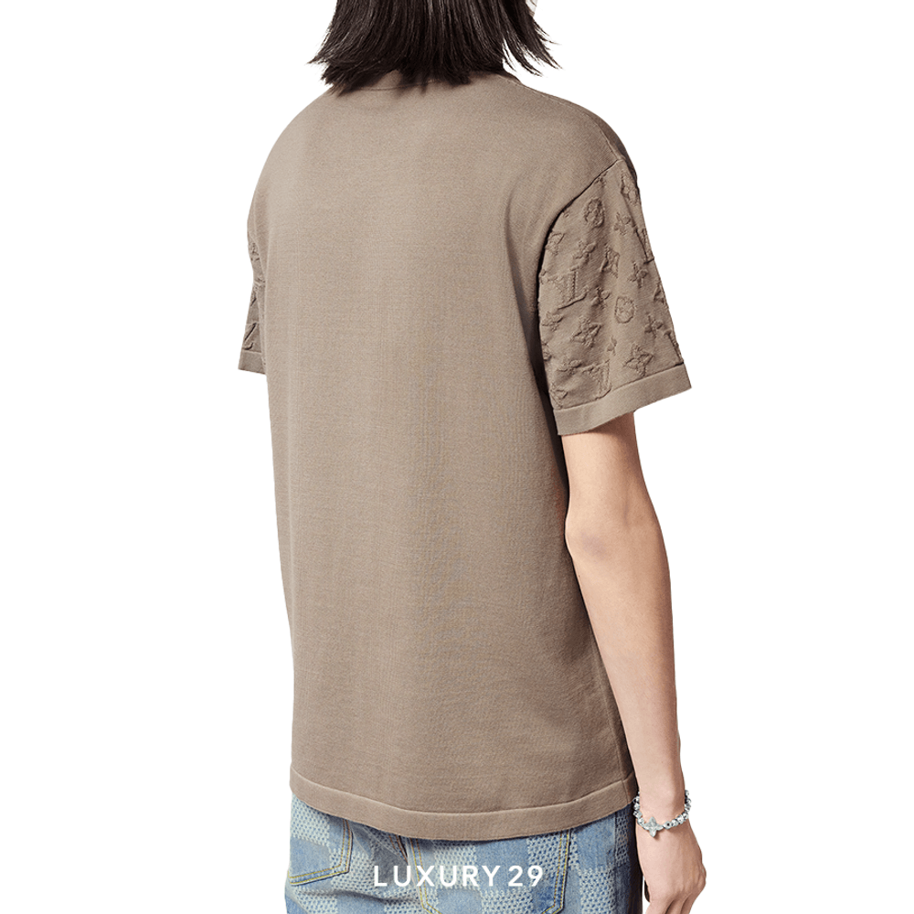 Louis Vuitton LV Short-Sleeved Cotton Crewneck Biege(M, Brown)