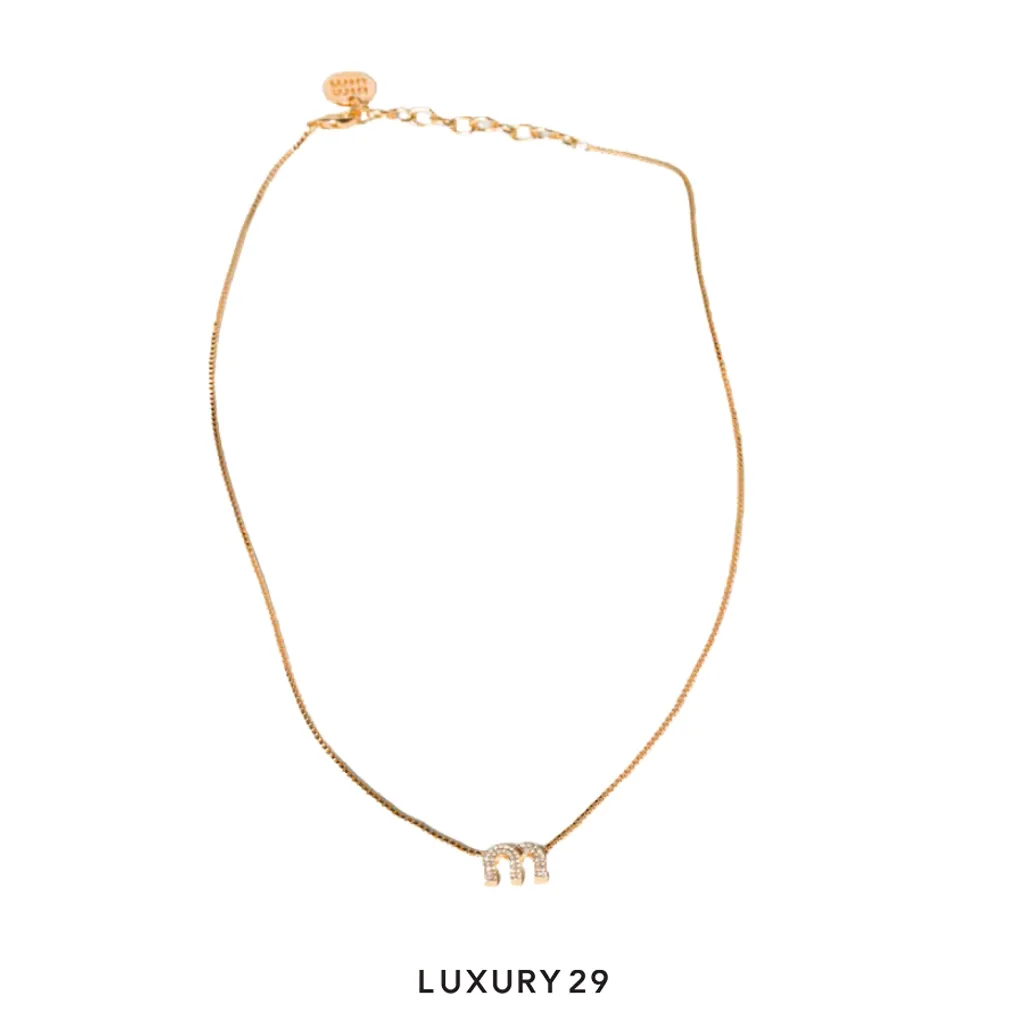 Miu Miu Metal necklace with crystals Gold(Free Size, Gold)