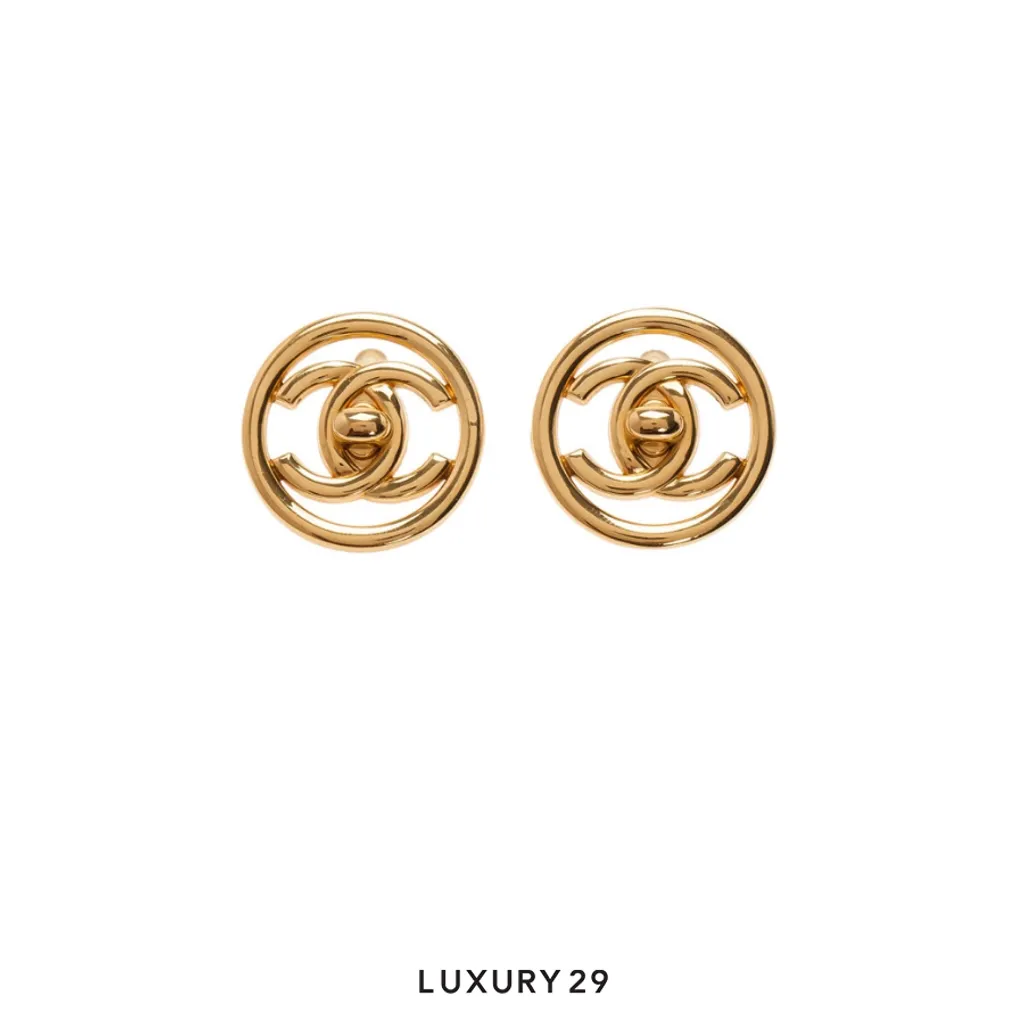 Chanel 1997 Plated Cc Turnlock Round Clip On Costume Earrings(Free Size, Silver)