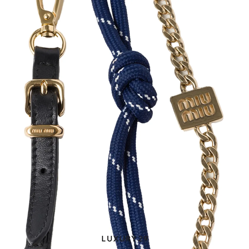 【MiuMiu】Leather, cord, and l trick Miu Miu Leather, Cord, And Metal Trick in Natural | Lyst