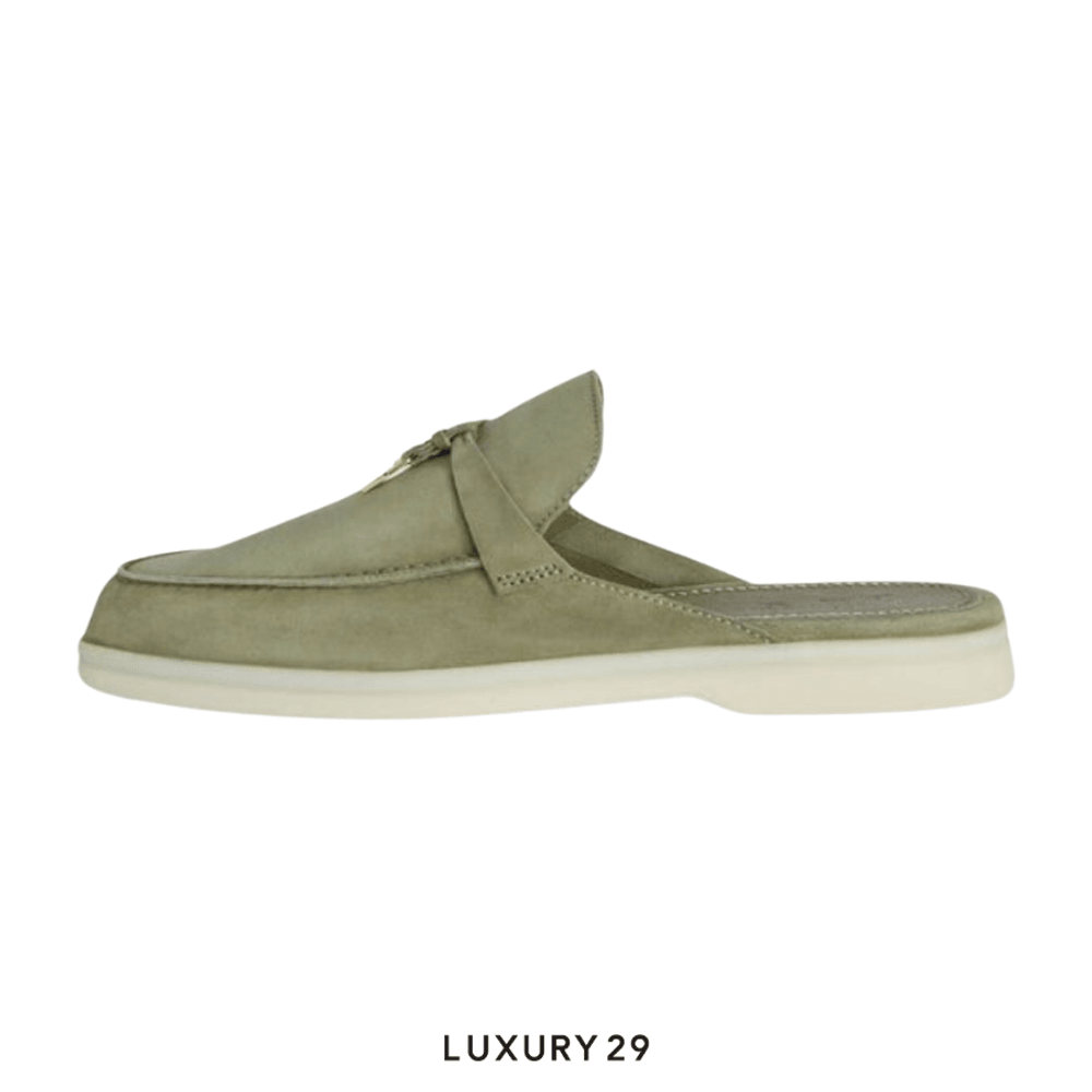 Loro Piana Babouche Charms Walk Loafers Suede Goatskin Verde Harrod's(39, Green)