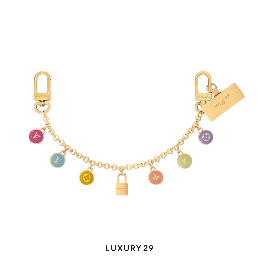 Louis Vuitton LV Confetti chain bag charm Print multicolor Gold Metal(Free Size, Multicolour)