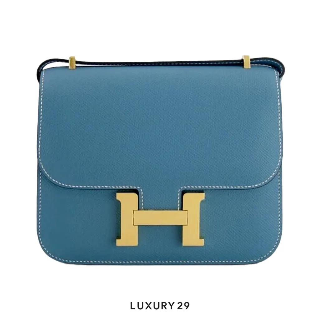 Hermes SAC Constance III Mini Gold Hardware Denim Effrange Blue Clair(Mini, Blue)