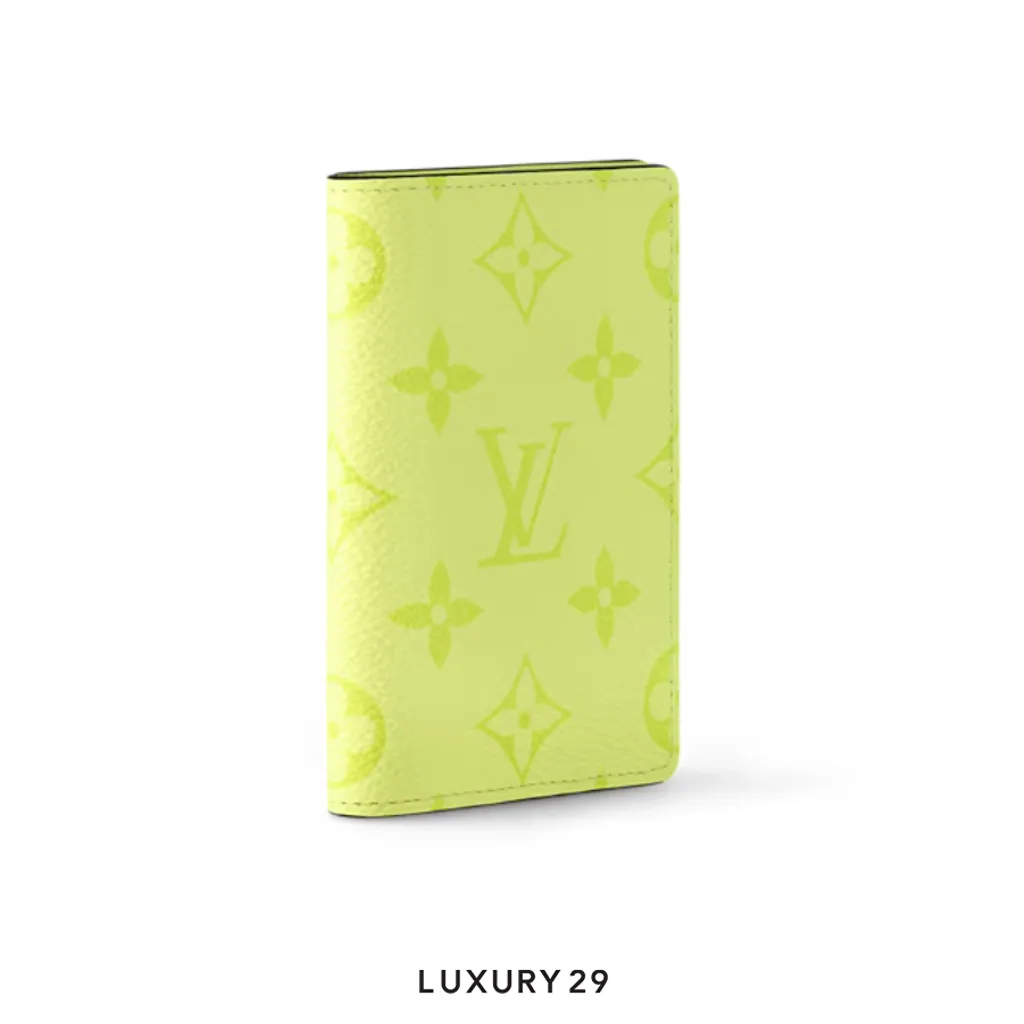 Louis Vuitton LV Pocket Organizer Monogram coated canvas and Taiga cowhide leather Lemon Yellow(Small, Yellow)