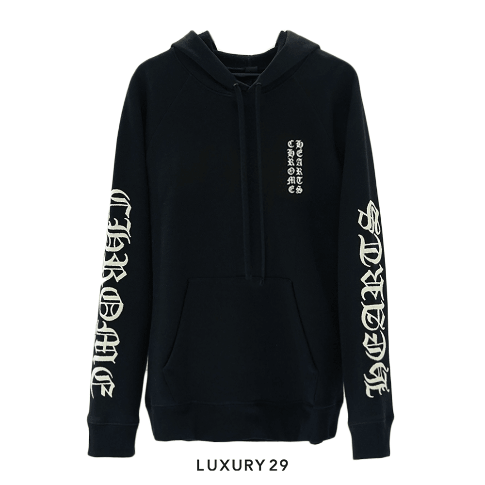 Chrome Hearts Script Logo Hoodie Black(L, Black)