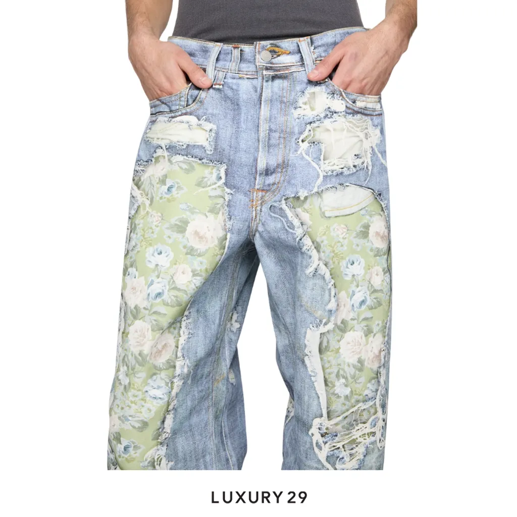 Acne Studios Low waist, baggy leg Trompe-l’oeil jeans - 1981(XS/XS, Blue)