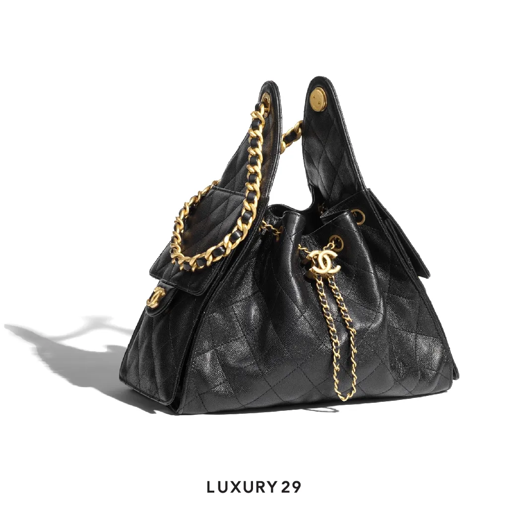 Chanel 25 Small Handbag Grained Calfskin & Gold-Tone Metal Black(Small, Black)