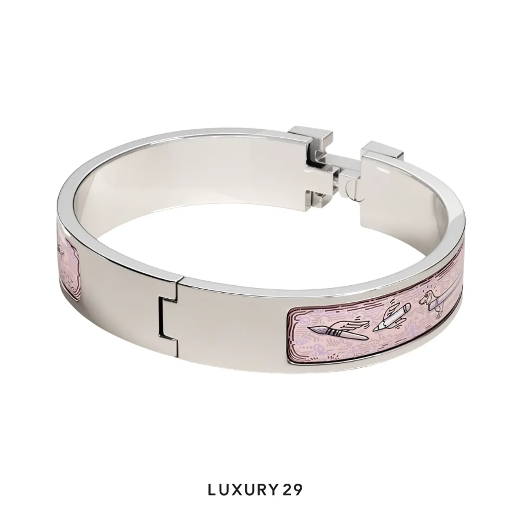 Hermes Clic H Les Outils du Dessin bracelet Silver(Small, Silver)
