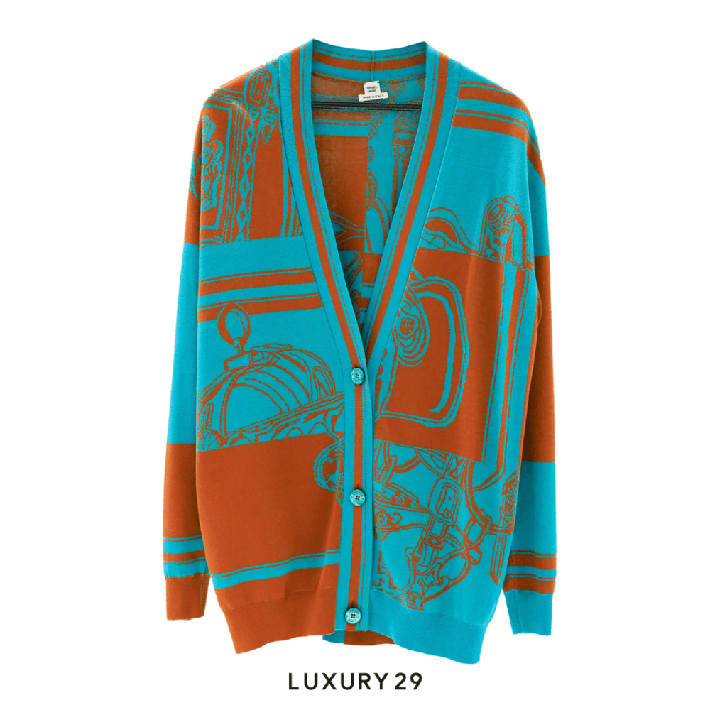 Hermes Cardigan Inspi Golfeur Maille(XS, Green)