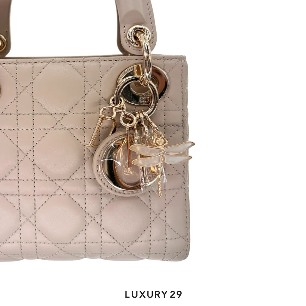 Dior Mini Lady Dior bag Powder Beige Connage Lambskin(Mini, Neutrals)