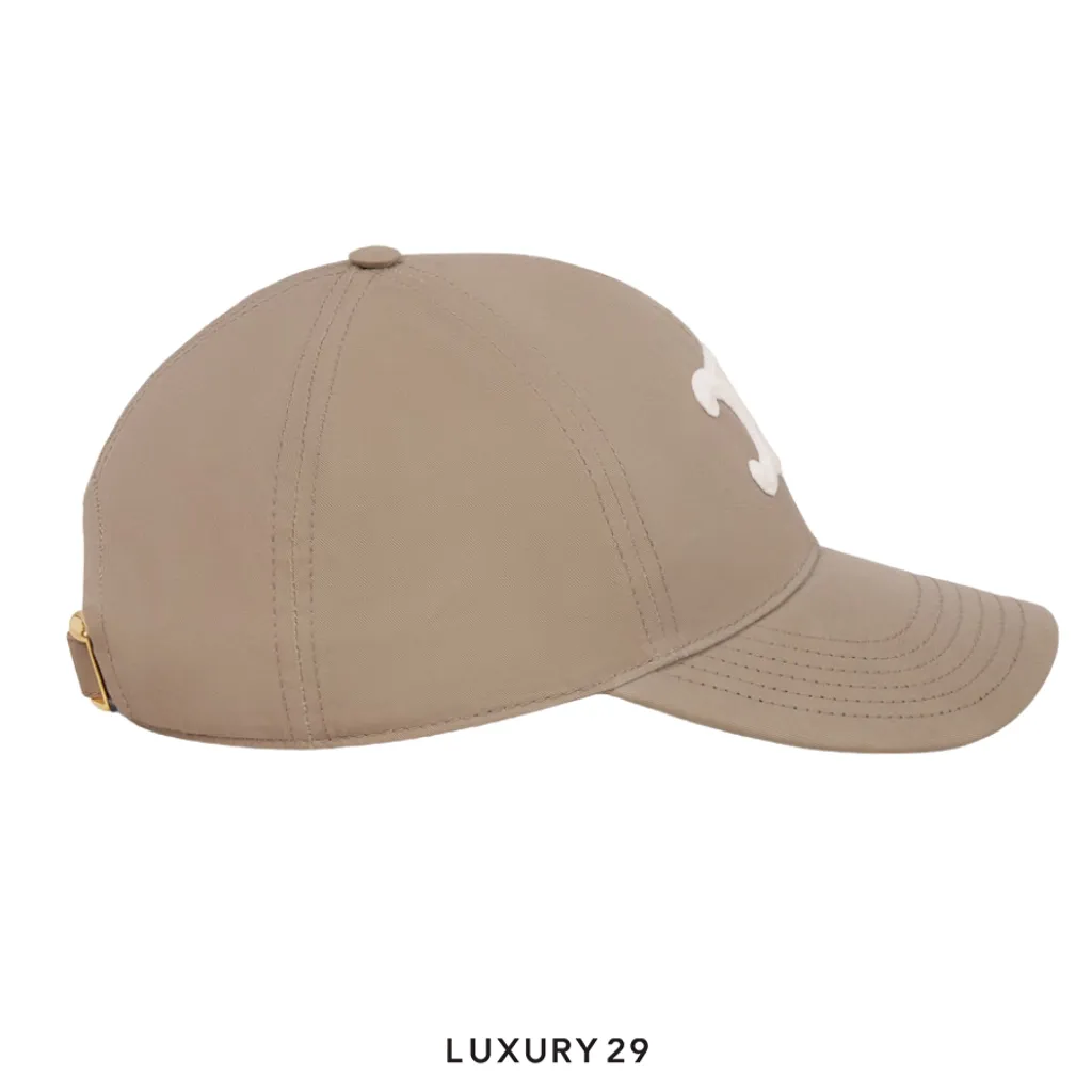 Celine TRIOMPHE Cotton Gabardine Baseball Cap Grey Beige(S, Neutrals)