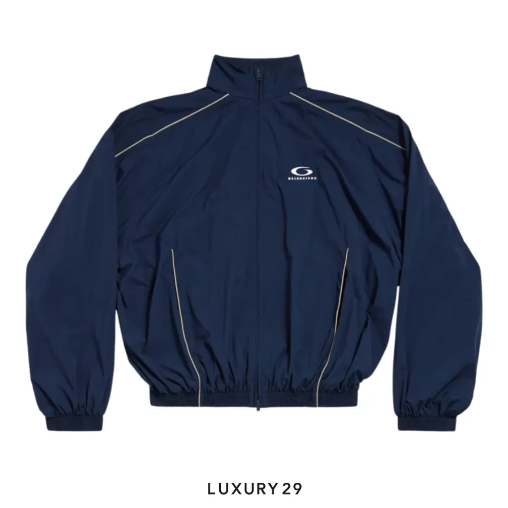 Balenciaga Large Tracksuit Jacket Nylon Navy Blue(2XS, Blue)