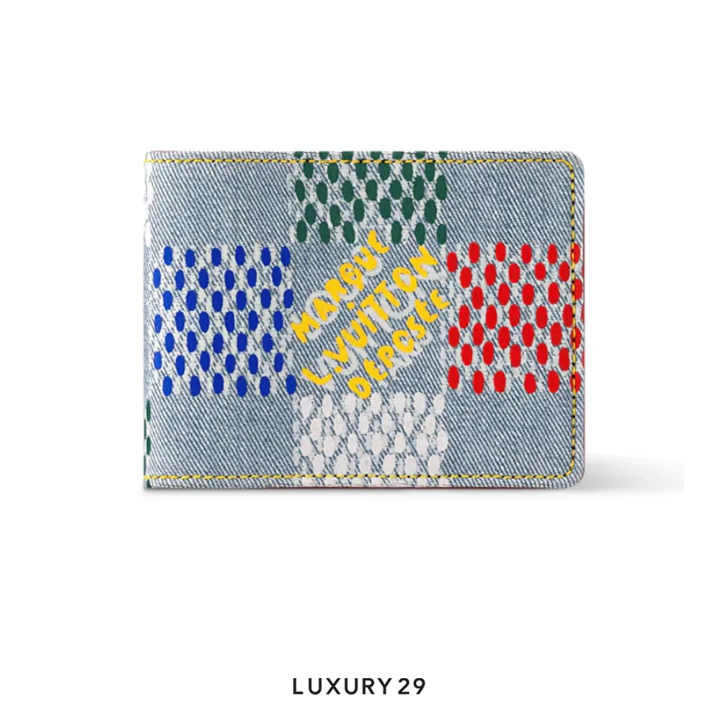 Louis Vuitton LV Multiple Wallet LV Vers Damier Denim Multicolor(Small, Blue)