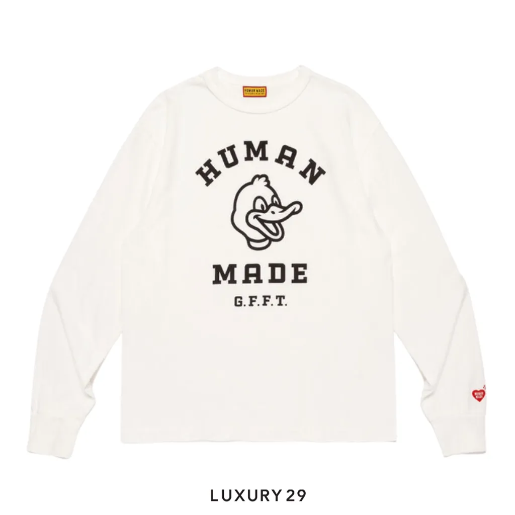 Human Made Duck Head Long-sleeve cotton T-shirt White(XL, White)