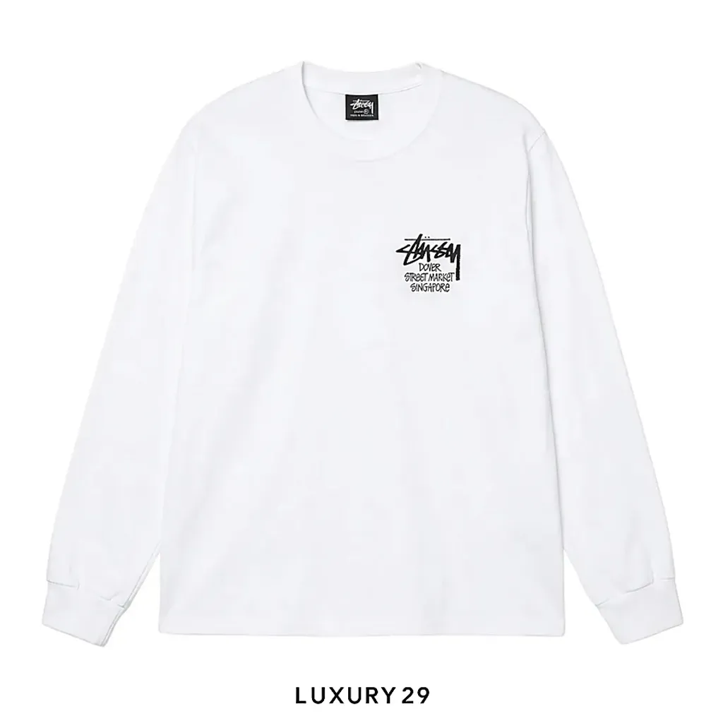 Stussy DOVER STREETMARKET SINGAPORE LS TEE WHITE(S, White)