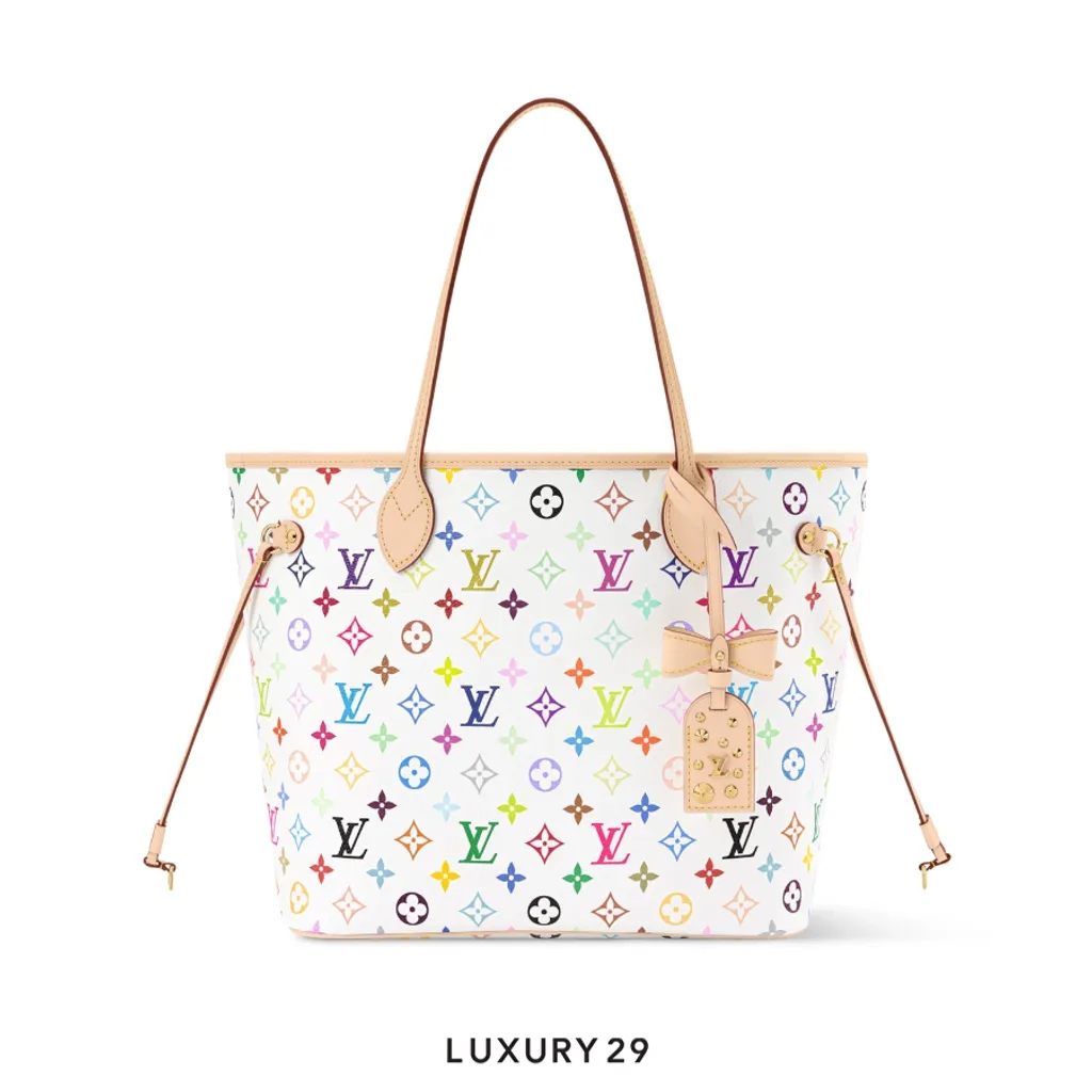Louis Vuitton LV x TM Neverfull MM bag Multicolor/White(Medium, White)