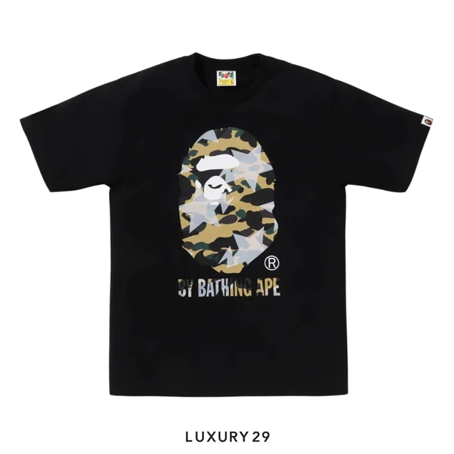 A Bathing Ape  Men's STA OVER PRINT 1ST CAMO BY BATHING APE TEE Black