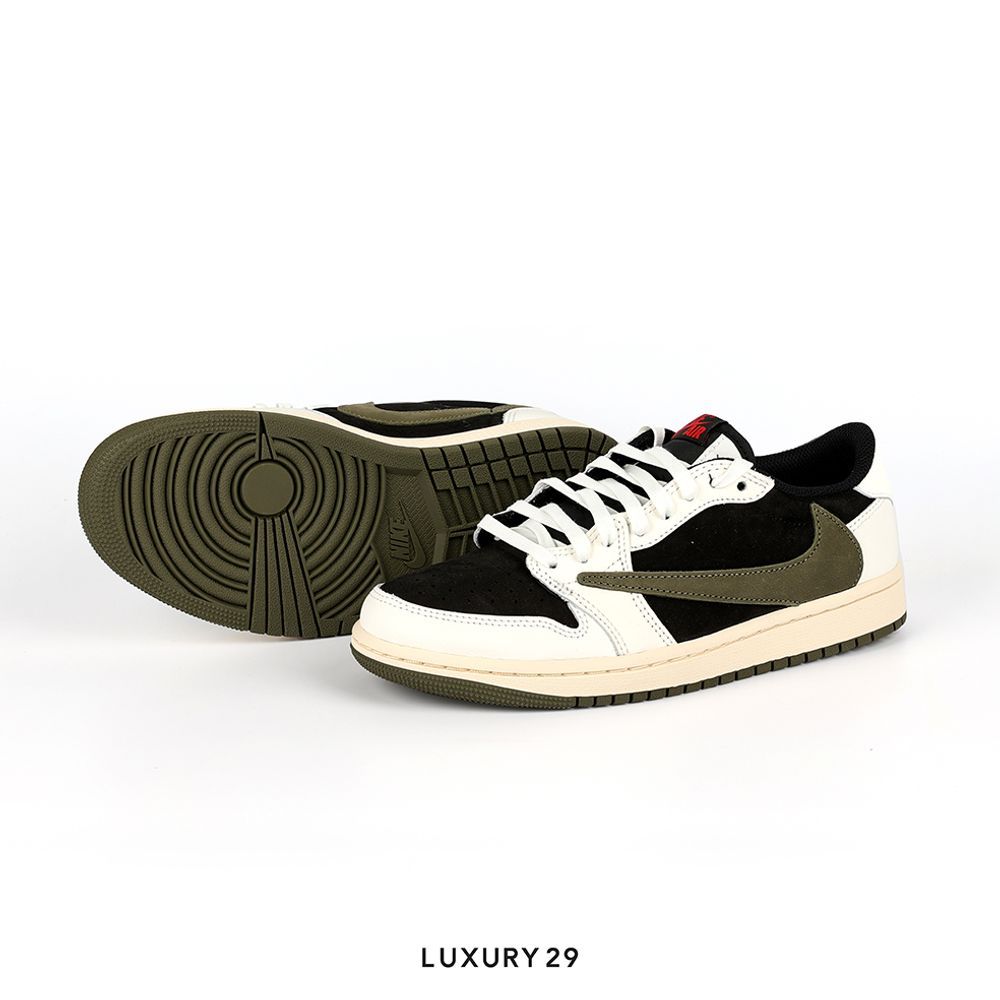 Nike Jordan 1 Retro Low OG SP Travis Scott Olive (Women's)(39, Black)