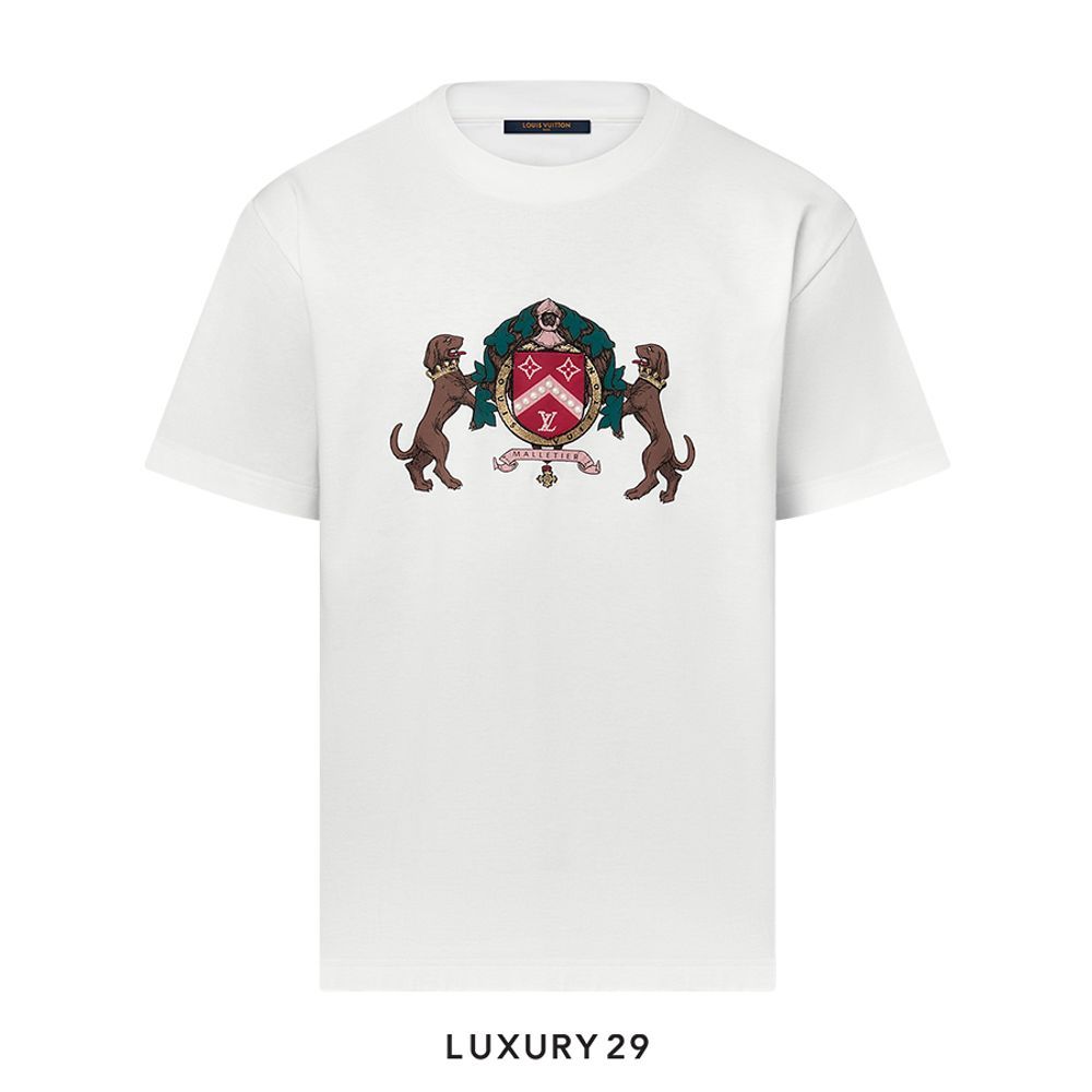 Louis Vuitton LV Embellished Cotton T-Shirt Milk White(S, White)